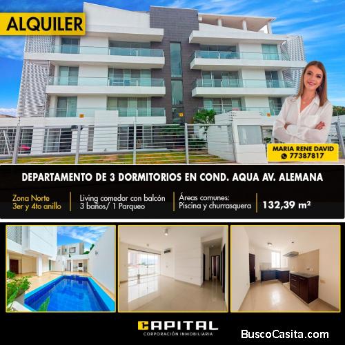 Departamento de 3 dormitorios en Alquiler en CONDOMINIO AQUA