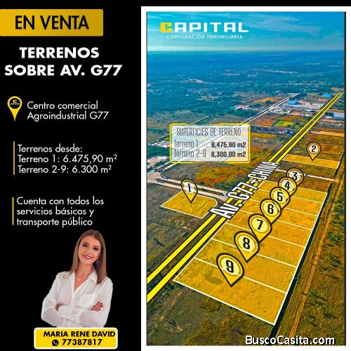 ¡Oportunidad de Inversión! TERRENOS EN VENTA SOBRE AV. G77!!