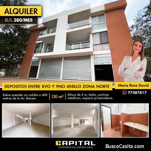DEPÓSITO EN ALQUILER EN ZONA NORTE, 9NO ANILLO Y AV. BANZER!!