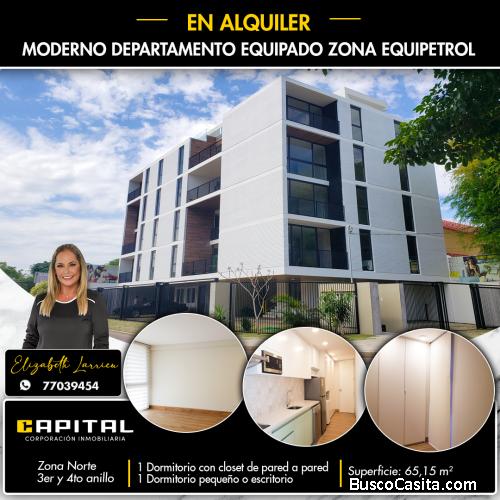Departamento de 2 dormitorios en alquiler zona Equipetrol