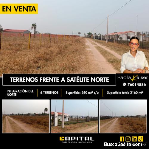 Terrenos en venta en Santa Cruz, Frente a Satélite Norte