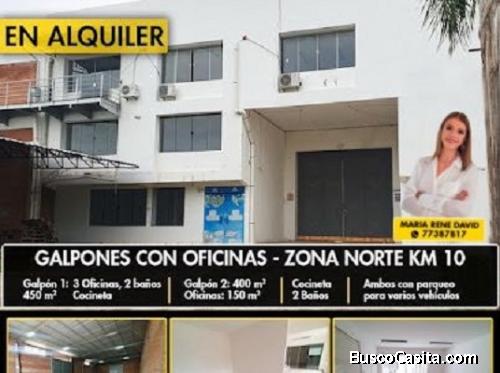 GALPONES CON OFICINAS EN ALQUILER ZONA NORTE