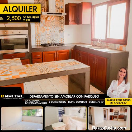 DEPARTAMENTO DE 2 DORMITORIOS CON PARQUEO EN ALQUILER
