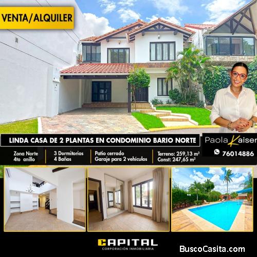 Casa en alquiler, Condominio Barrio Norte, Santa Cruz
