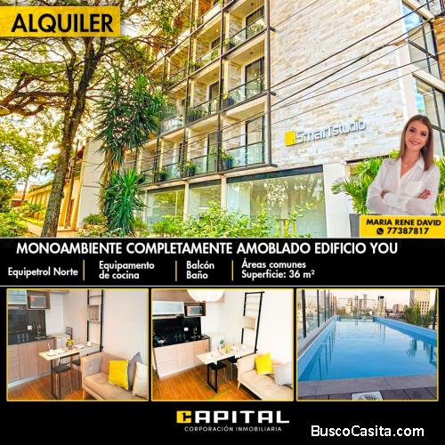 MONOAMBIENTE COMPLETAMENTE AMOBLADO EN ALQUILER - EDIFICIO YOU