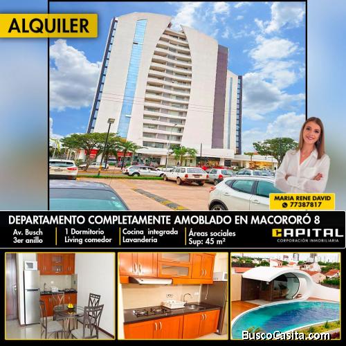 DEPARTAMENTO COMPLETAMENTE AMOBLADO DE UN DORMITORIO - Condominio Macororo 8 