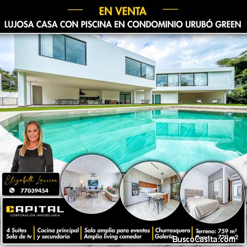 Casa con piscina en condominio Urubo Green
