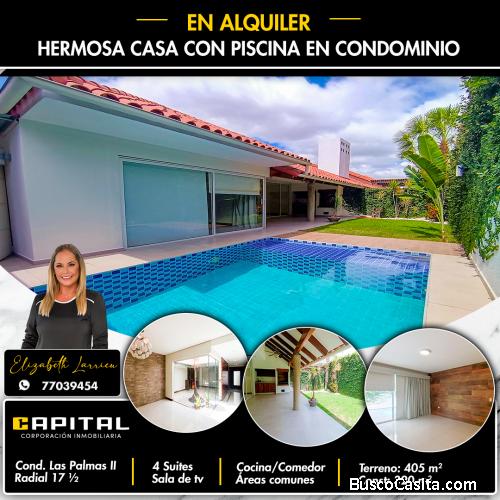 Casa con piscina en alquiler condominio Las Palmas II