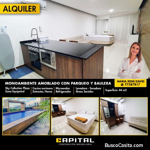 SKY COLLECTION PLAZA ITALIA - MONOAMBIENTE AMOBLADO EN ALQUILER CON PARQUEO Y BAULERA 