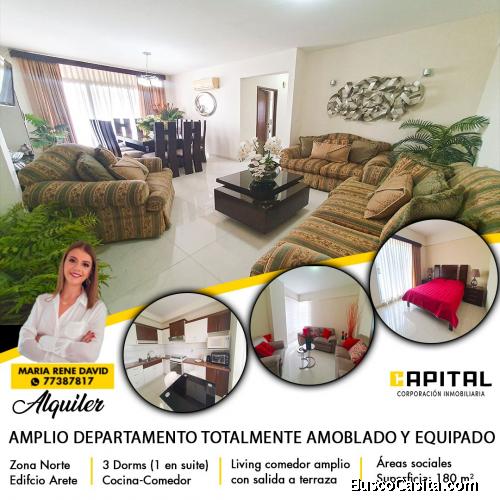 DEPARTAMENTO EN ALQUILER TOTALMENTE AMOBLADO Y EQUIPADO - EDIFICIO ARETE!!