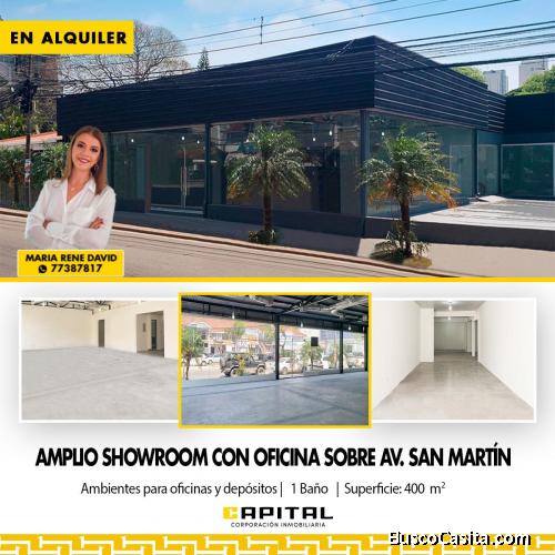 AMPLIO SHOWROOM CON OFICINAS Y DEPOSITOS EN ALQUILER SOBRE AVENIDA SAN MARTIN