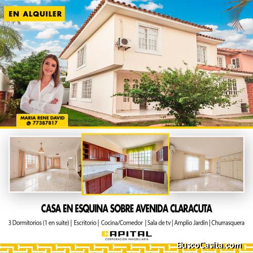 CASA EN ESQUINA EN ALQUILER – AVENIDA CLARACUTA