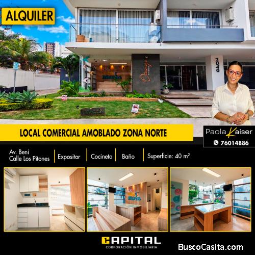 Local comercial amoblado en alquiler zona norte Av Beni