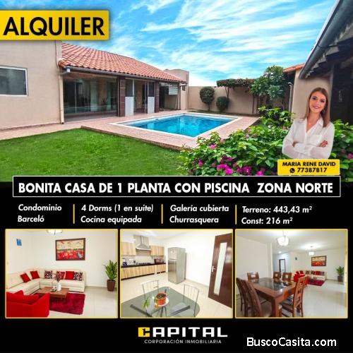 LINDA CASA CON PISCINA EN ALQUILER EN CONDOMINIO BARCELÓ