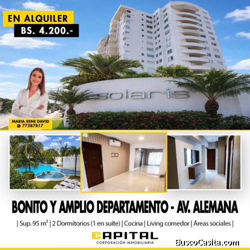 DEPARTAMENTO DE 2 DORMITOROS EN ALQUILER – CONDOMINIO SOLARIS 