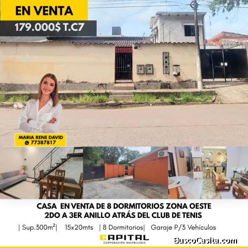 CASA COMERCIAL EN VENTA DE 8 DORMITORIOS – ATRÁS DEL CLUB DE TENIS