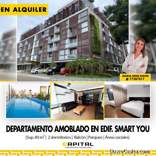 DEPARTAMENTO EN ALQUILER DE 2 DORMITOROS AMOBLADO Y CON PARQUEO – EDIFICIO YOU 