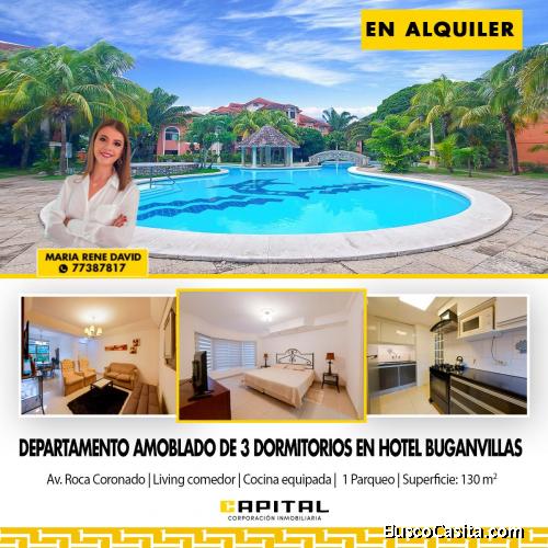 DEPARTAMENTO EN ALQUILER TOTALMENTE AMOBLADO – HOTEL BUGANVILLAS