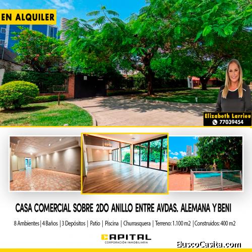 Casa comercial en alquiler zona norte sobre 2do anillo 