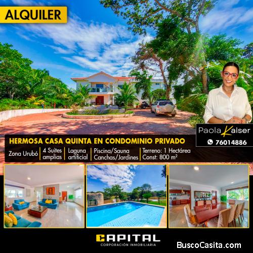 Casa quinta en alquiler zona Urubo