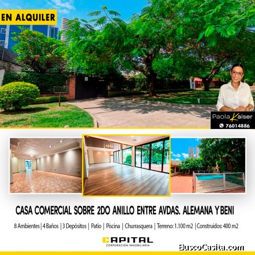 Casa comercial en alquiler zona norte sobre 2do anillo 