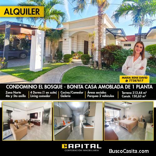 CASA AMOBLADA EN ALQUILER – CONDOMINIO EL BOSQUE