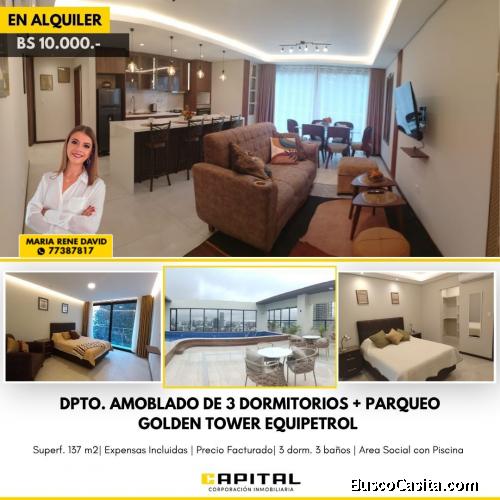 DEPARTAMENTO AMOBLADO EN ALQUILER – CONDOMINIO GOLDEN TOWER