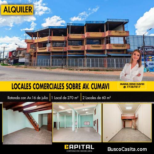 3 LOCALES COMERCIALES EN ALQUILER SOBRE AVENIDA CUMAVI