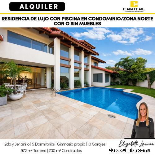 Residencia de lujo con piscina en alquiler zona norte en condominio