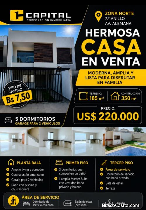 HERMOSA CASA EN VENTA A ESTRENAR – ZONA NORTE