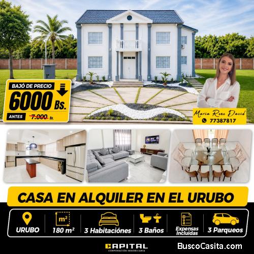CASA AMOBLADA EN ALQUILER – CONDOMINIO PALMAS DEL URUBO III