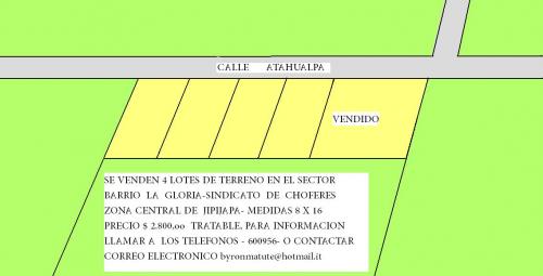 VENTA DE 4 LOTES DE TERRENO  DE ALTA PLUSVALIA