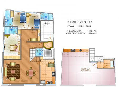 Dpto. Penthouse con terraza BBQ privado. Evite hacinamiento de gente, Edificio con pocos departamentos.