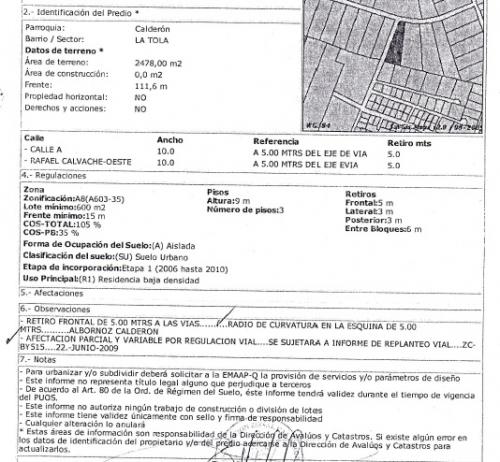 VENDO HERMOSO TERRENO 2.748 m² CALDERÓN QUITO 