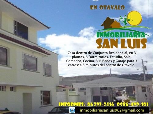 EN OTAVALO CASA DENTRO DE CONJUNTO RESIDENCIAL