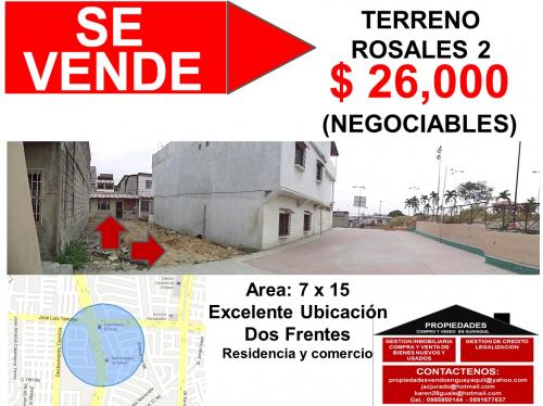 TERRENO EN ROSALES 2 VENDO DE OPORTUNIDAD EXCELENTE UBICACION