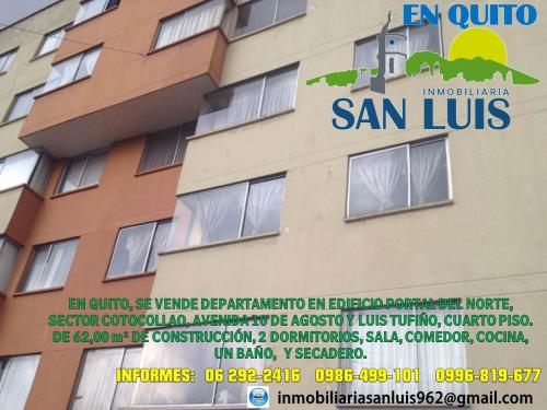 EN QUITO, SECTOR COTOCOLLAO, SE VENDE DEPARTAMENTO EN EDIFICIO PORTAL DEL NORTE,  AVENIDA 10 DE AGOSTO