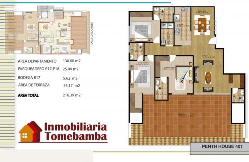 PENTHOUSE CON TERRAZA AMPLIA DE VENTA EN CUENCA