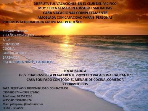  RESERVA HOY TUS VACACIONES PAQUETES ALOJAMIENTO   CLUB DEL PACIFICO  MUY CERCA AL MAR 