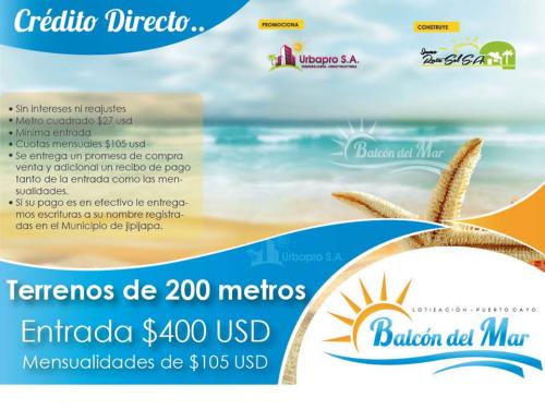 SEPARA UN LOTE CERCA A PLAYAS MANABITAS