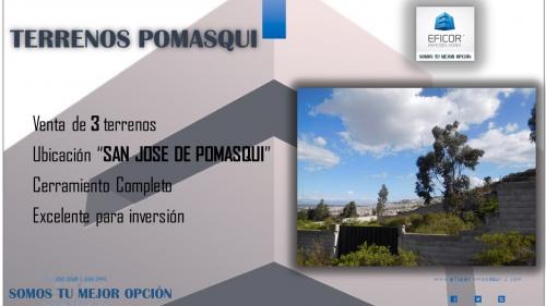 EXCELENTE OPORTUNIDAD  VENTA DE TERRENOS SECTOR POMASQUI