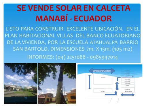 TERRENO EN CALCETA DE VENTA