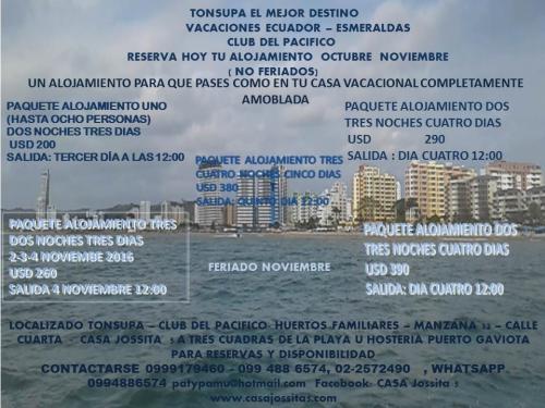 VACACIONES ECUADOR – ESMERALDAS  CLUB DEL PACIFICO  MUY CERCA AL MAR 