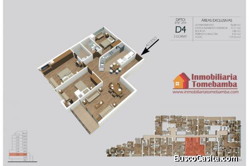 POR ESTRENAR DEPARTAMENTO DE 3 HABITACIONES