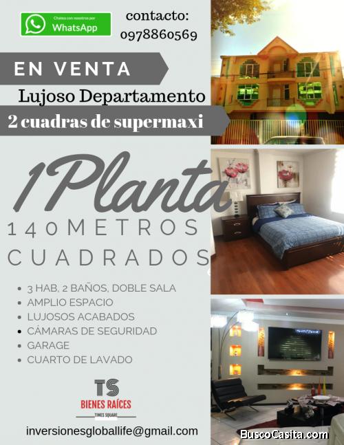 Lujoso Departamento a 2 cuadras de supermaxi 