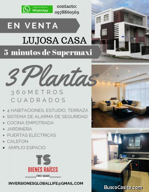 Lujosa casa a 5minutos de supermaxi 