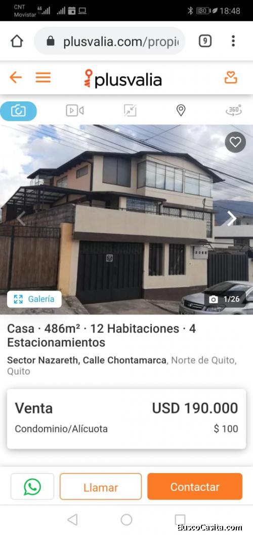 Rentera Vendo Casa 4 departamentos Sector Nazareth (Norte de Quito)