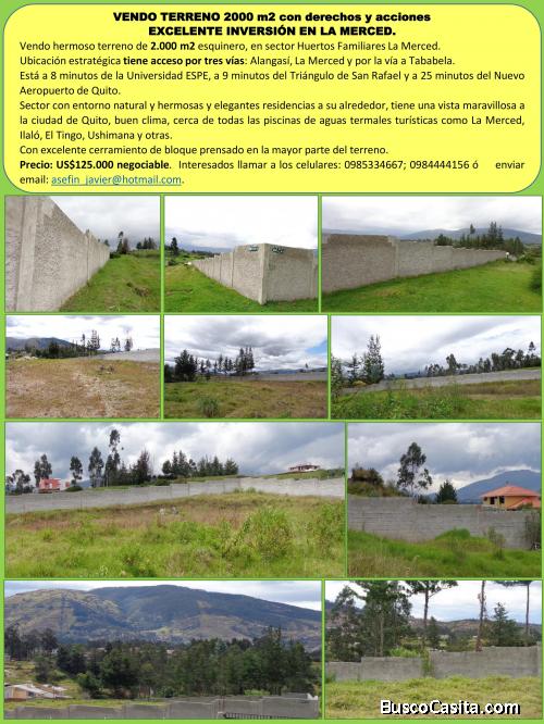 ESPECTACULAR TERRENO ESQUINERO CON CERRAMIENTO EN LA MERCED QUITO