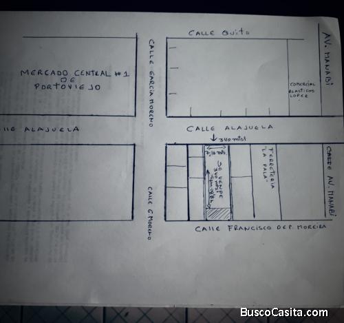  VENDEOPROPIEDAD 340 MTS CUADRADROS EN AV ALAJUELA Y CALLE GARCIA MORENO EN PORTOVIEJO 