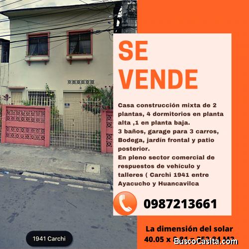 Se vende propiedad sector comercial de respuesta de vehículos y talleres (Carchi y Ayacucho) 